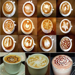 Bộ 32 khuôn cà phê stencil, khuôn làm cappuccino, tấm hoa rắc, dụng cụ phun nghệ thuật làm bánh, 32 chiếc