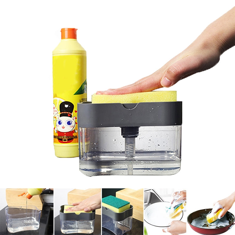 Bình đựng xà phòng nhấn, dụng cụ rửa bát nhà bếp, màu xám