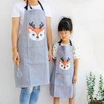 Áo choàng không tay cotton hình động vật hoạt hình cho cha mẹ và con cái, tạp dề trẻ em size S, tạp dề người lớn size L