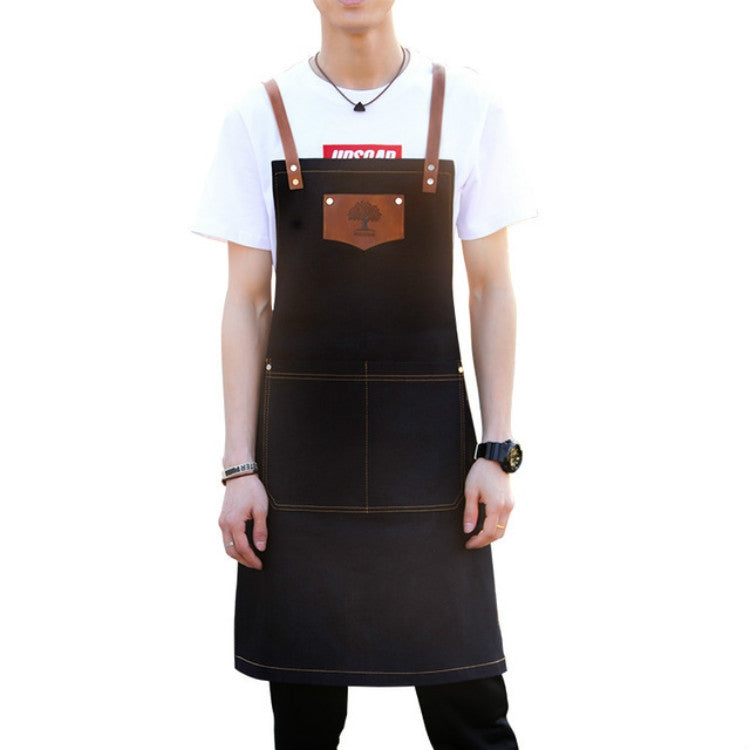Tạp dề họa tiết rừng denim vẽ yếm tóc