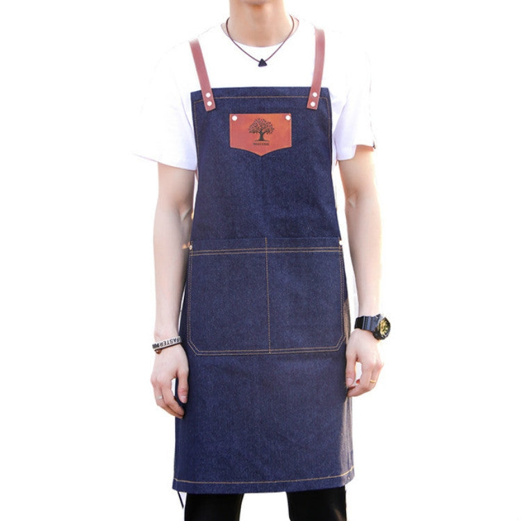 Tạp dề họa tiết rừng denim vẽ yếm tóc