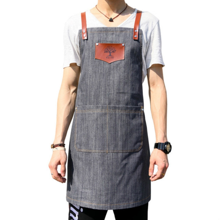 Tạp dề họa tiết rừng denim vẽ yếm tóc