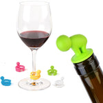 Bộ 7 nút bịt rượu vang đỏ hình xoắn silicone hoạt hình + chân cốc, giao màu ngẫu nhiên, 7 chiếc hình hoạt hình