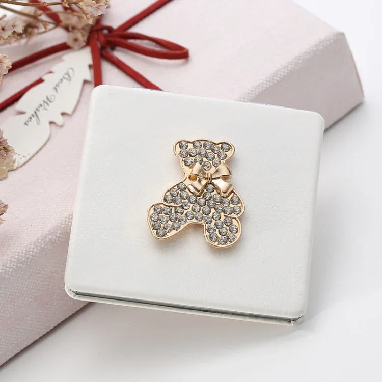 Gương trang điểm mini gập đôi hai mặt bằng da PU tiện lợi