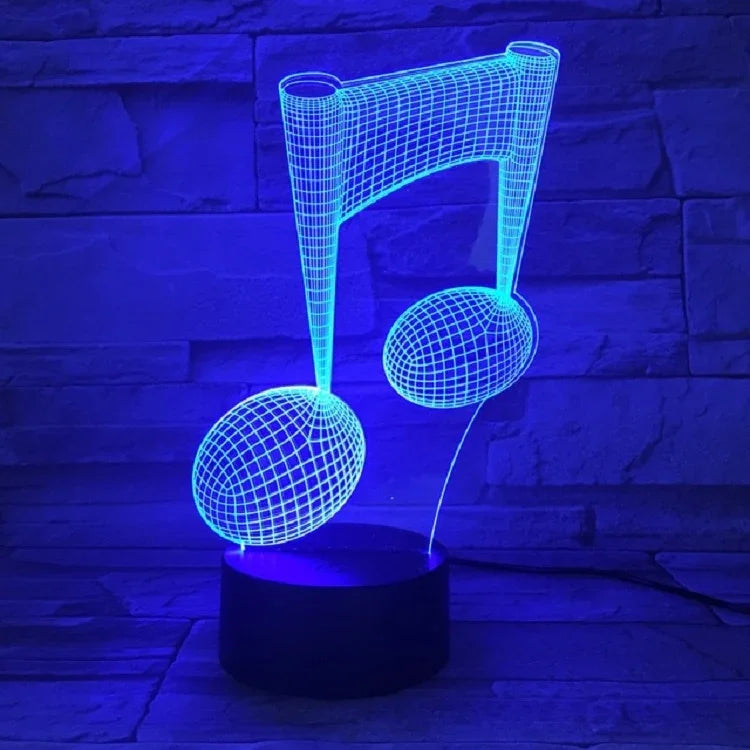 Đèn bàn trang trí thay đổi màu sắc cảm ứng ánh sáng 3D nốt nhạc, đèn ngủ LED nhiều màu