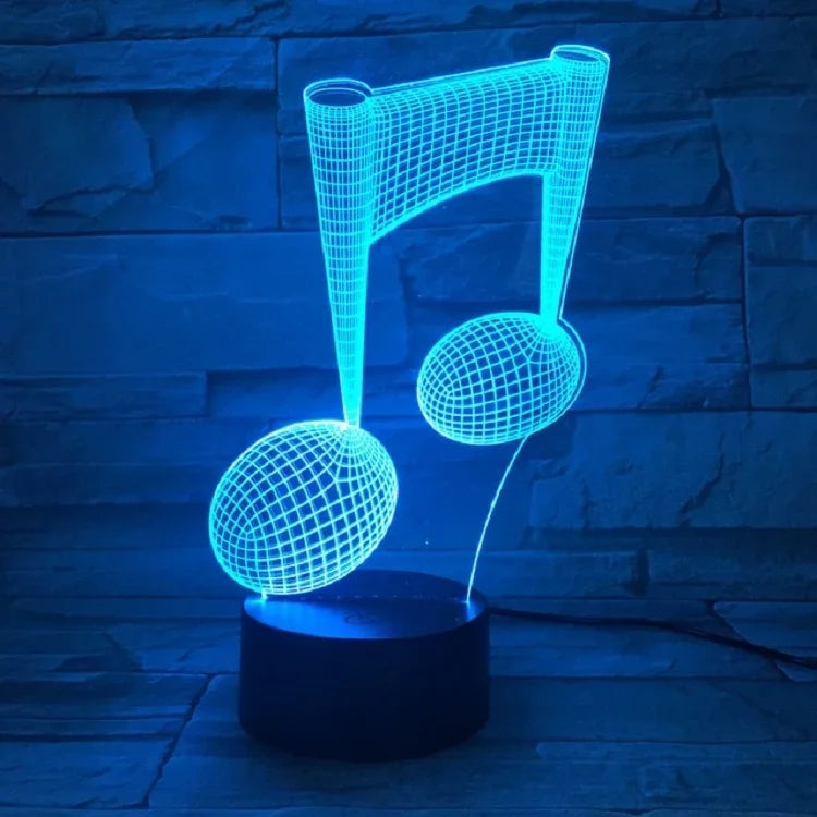 Đèn bàn trang trí thay đổi màu sắc cảm ứng ánh sáng 3D nốt nhạc, đèn ngủ LED nhiều màu
