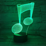 Đèn bàn trang trí thay đổi màu sắc cảm ứng ánh sáng 3D nốt nhạc, đèn ngủ LED nhiều màu