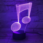 Đèn bàn trang trí thay đổi màu sắc cảm ứng ánh sáng 3D nốt nhạc, đèn ngủ LED nhiều màu