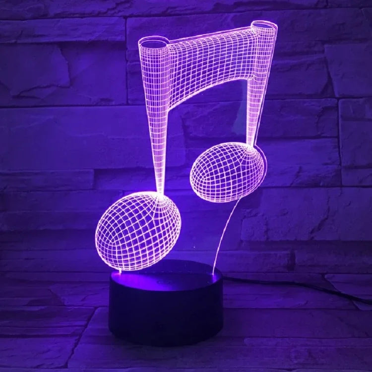 Đèn bàn trang trí thay đổi màu sắc cảm ứng ánh sáng 3D nốt nhạc, đèn ngủ LED nhiều màu