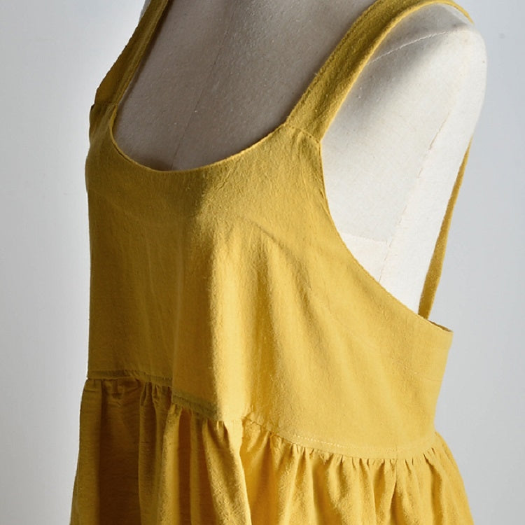 Tạp dề màu trơn chất liệu cotton linen cạp cao