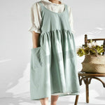 Tạp dề màu trơn chất liệu cotton linen cạp cao
