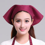 Mũ turban công việc bếp cho nam nữ phục vụ, khăn tam giác, mũ đầu bếp, có thể điều chỉnh