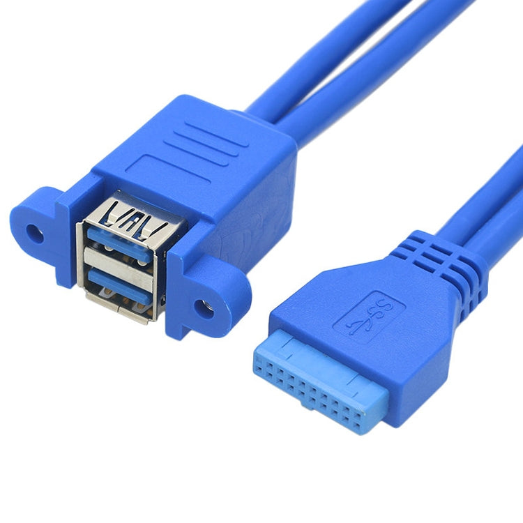 Cáp nối dài USB3.0 đôi 20 chân cho bo mạch chủ có chắn tai, màu xanh