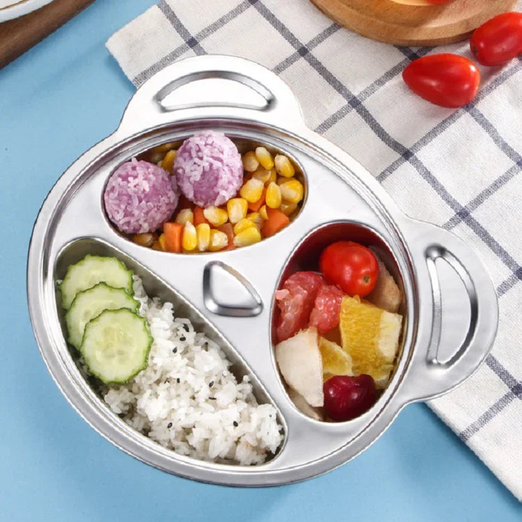 Đĩa ăn hoạt hình lưới thép không gỉ cho trẻ em dùng trong gia đình, Đĩa ăn