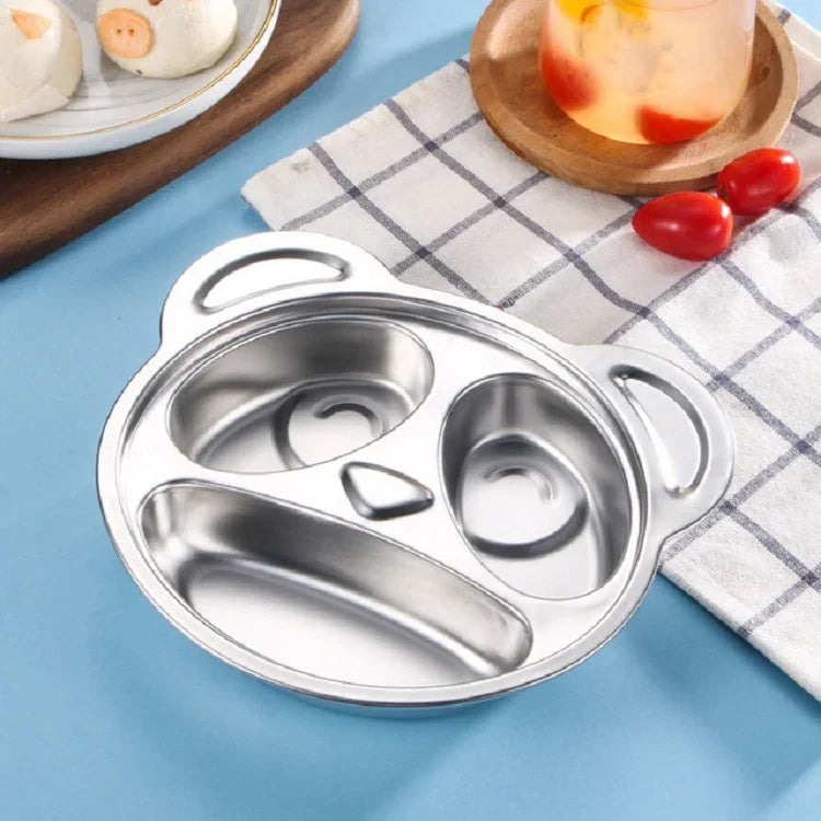 Đĩa ăn hoạt hình lưới thép không gỉ cho trẻ em dùng trong gia đình, Đĩa ăn