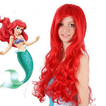 Tóc giả cosplay công chúa Ariel trong anime Nàng Tiên Cá nhỏ, tóc đỏ xoăn tổng hợp cho Halloween, tiệc, sân khấu