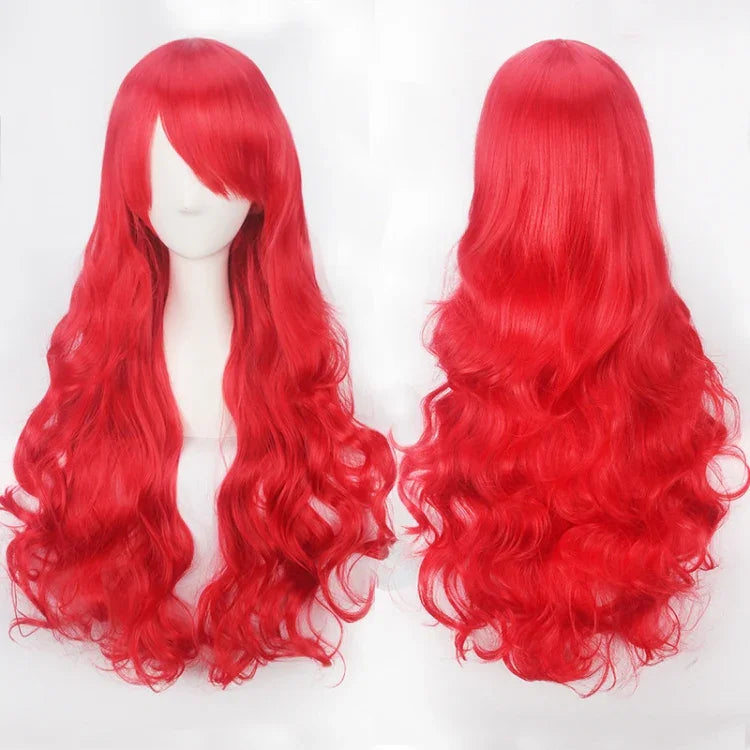 Tóc giả cosplay công chúa Ariel trong anime Nàng Tiên Cá nhỏ, tóc đỏ xoăn tổng hợp cho Halloween, tiệc, sân khấu