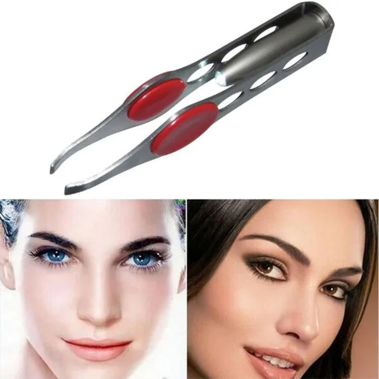 Kẹp Lông Mày Có Đèn LED Nhíp Lông Mày Bốn Lỗ Kẹp Lông Mày Thép Không Gỉ Dụng Cụ Làm Đẹp