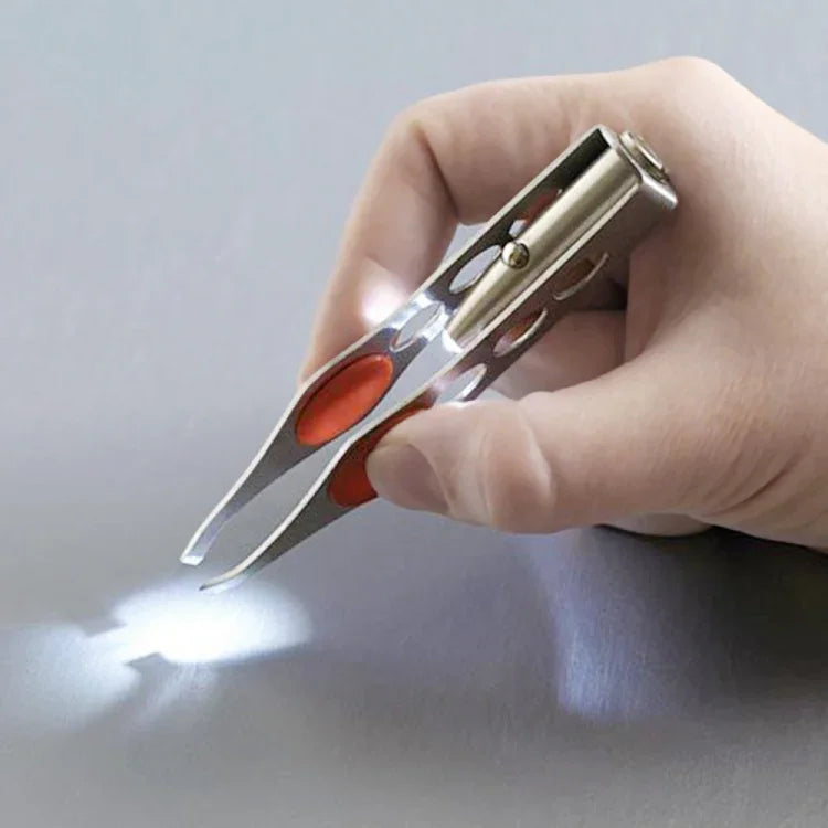 Kẹp Lông Mày Có Đèn LED Nhíp Lông Mày Bốn Lỗ Kẹp Lông Mày Thép Không Gỉ Dụng Cụ Làm Đẹp