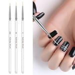 3 cọ vẽ móng nghệ thuật, cọ mỏng acrylic pha lê, bút vẽ kẻ sọc hoa, dụng cụ làm móng