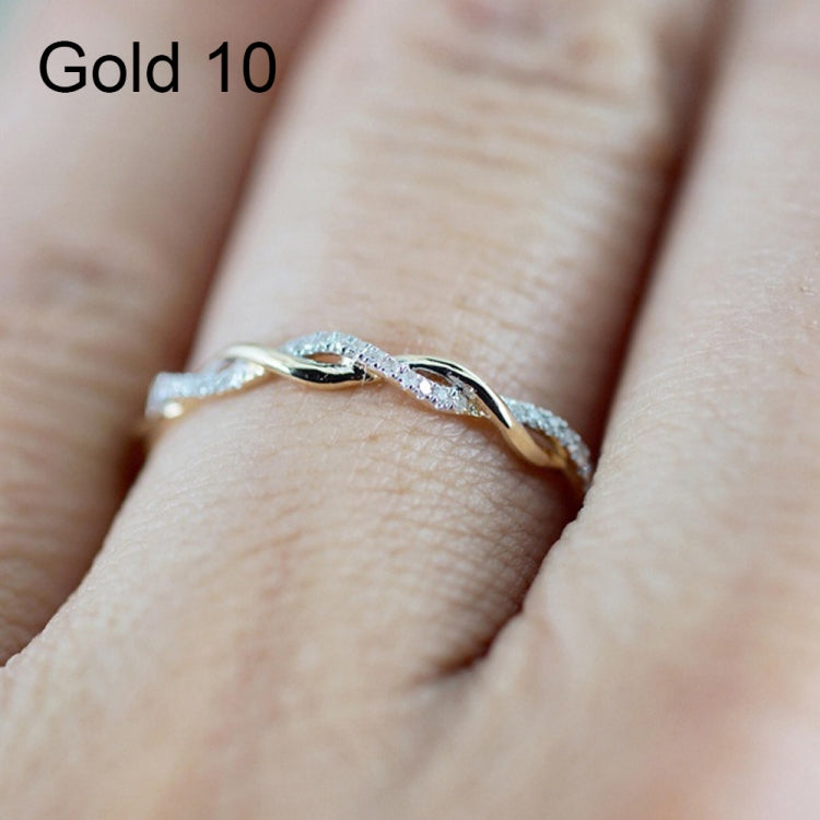Nhẫn nữ hình xoắn cubic zirconia cổ điển, màu vàng, vàng hồng, bạc