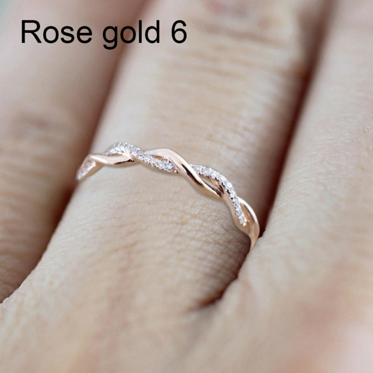 Woman Classical Cubic Zirconia Twist Shape Ring, gold, rose gold, sliver
