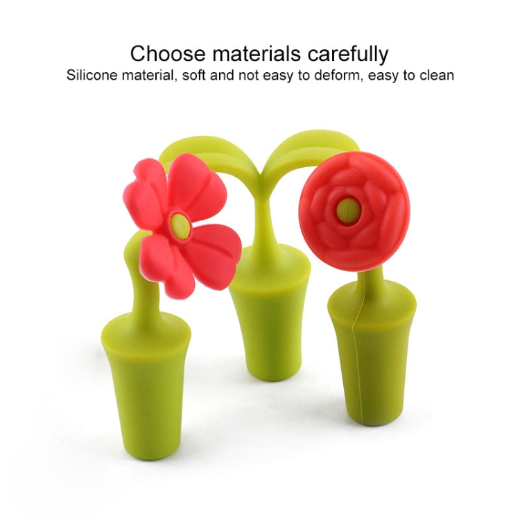 3 cái nút chặn rượu sáng tạo hình hoa silicone, 3 cái nút chặn hoa hồng, 3 cái nút chặn hoa mặt trời đỏ cho bia, 3 cái nút chặn lá cho bia