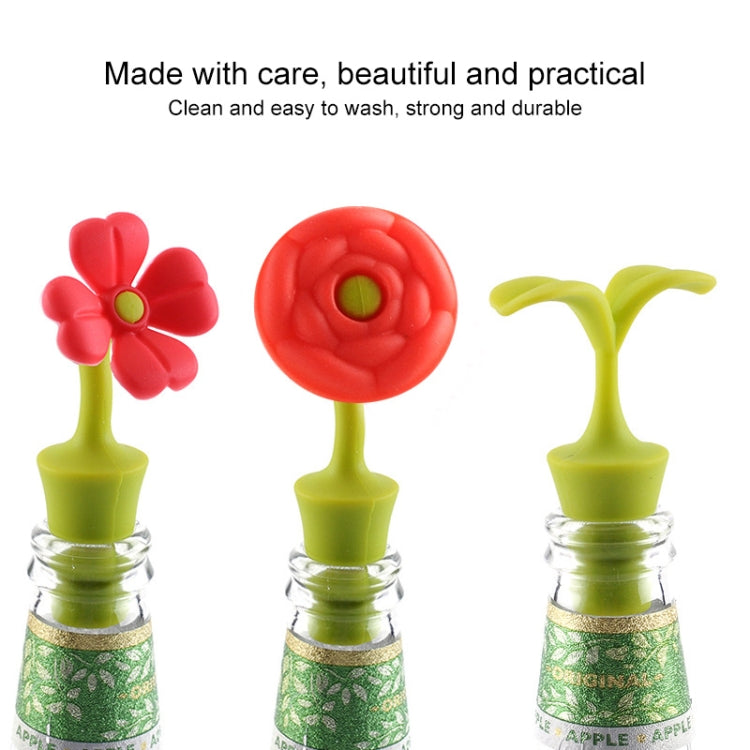 3 cái nút chặn rượu sáng tạo hình hoa silicone, 3 cái nút chặn hoa hồng, 3 cái nút chặn hoa mặt trời đỏ cho bia, 3 cái nút chặn lá cho bia