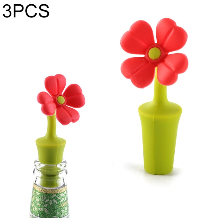 3 cái nút chặn rượu sáng tạo hình hoa silicone, 3 cái nút chặn hoa hồng, 3 cái nút chặn hoa mặt trời đỏ cho bia, 3 cái nút chặn lá cho bia