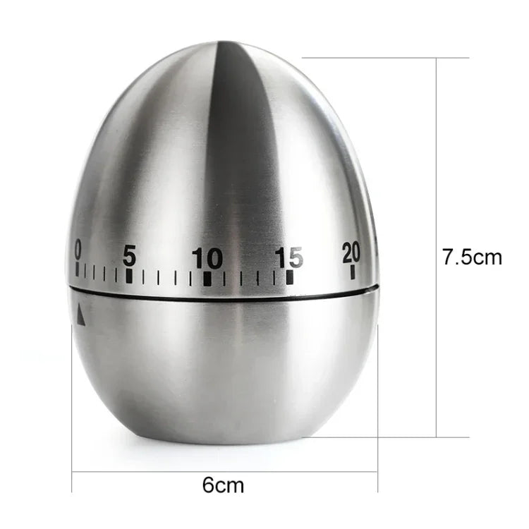 Đồng hồ hẹn giờ cơ học cho nhà bếp hình quả trứng, báo thức 60 phút, dụng cụ nhà bếp bằng thép không gỉ, đồng hồ hẹn giờ cơ học hình quả trứng