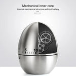 Đồng hồ hẹn giờ cơ học cho nhà bếp hình quả trứng, báo thức 60 phút, dụng cụ nhà bếp bằng thép không gỉ, đồng hồ hẹn giờ cơ học hình quả trứng