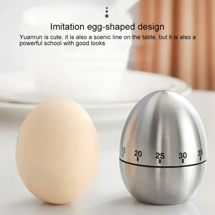 Đồng hồ hẹn giờ cơ học cho nhà bếp hình quả trứng, báo thức 60 phút, dụng cụ nhà bếp bằng thép không gỉ, đồng hồ hẹn giờ cơ học hình quả trứng