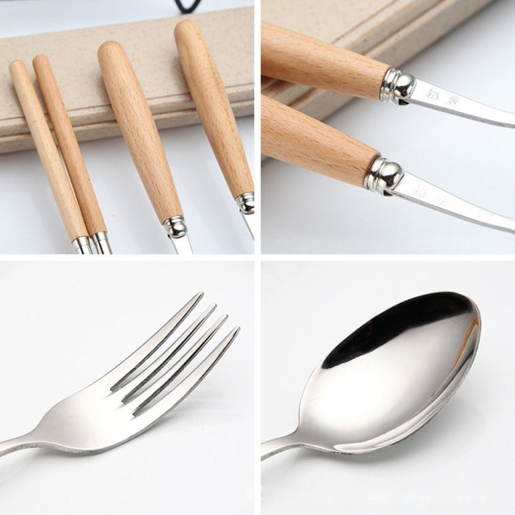 Bộ dao muỗng đũa 3 trong 1 sáng tạo cho học sinh, bộ ba món dao muỗng đũa cán gỗ, bộ hai món muỗng đũa gỗ