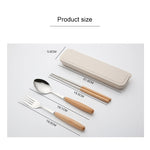 Bộ dao muỗng đũa 3 trong 1 sáng tạo cho học sinh, bộ ba món dao muỗng đũa cán gỗ, bộ hai món muỗng đũa gỗ