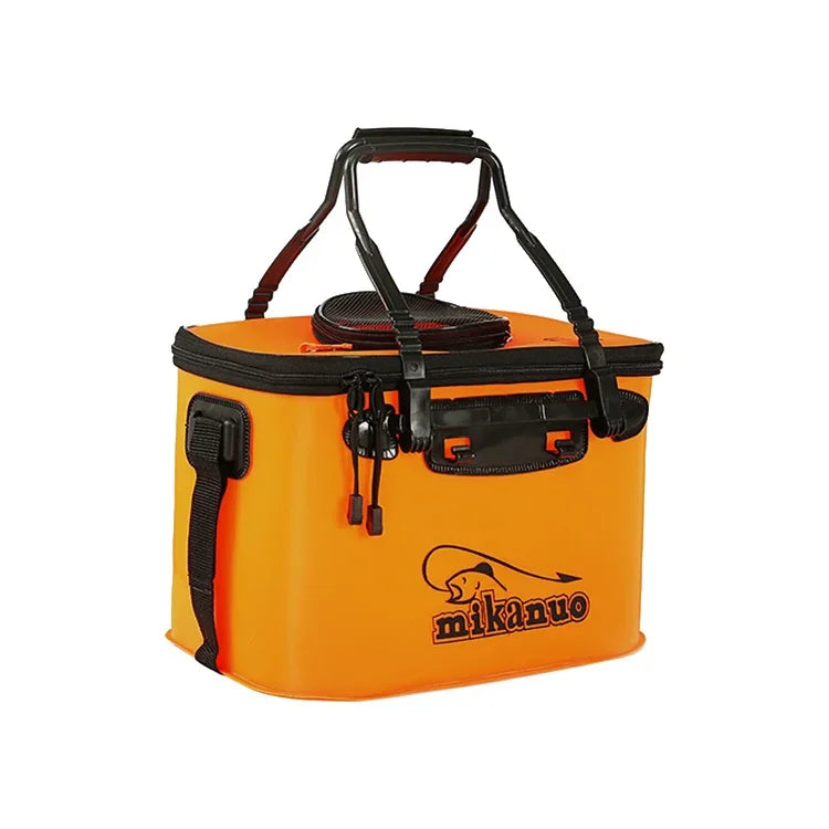 Thùng cá sống gấp đa năng dày, xô câu cá, 35 cm (có tay cầm không có túi bên), 50 cm (có tay cầm và túi bên)