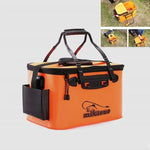 Thùng cá sống gấp đa năng dày, xô câu cá, 35 cm (có tay cầm không có túi bên), 50 cm (có tay cầm và túi bên)