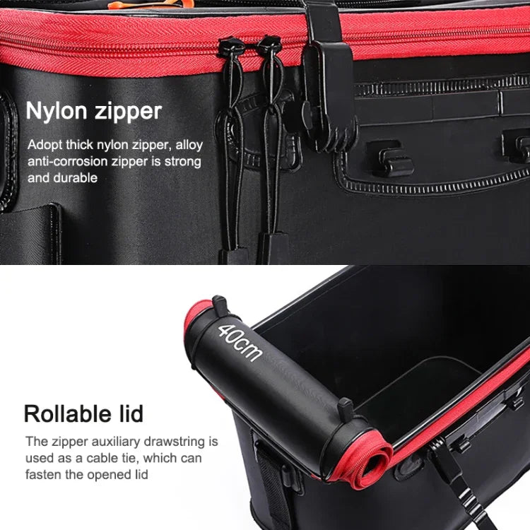 Thùng cá sống gấp đa năng dày dặn, xô câu cá 35 cm (có tay cầm không có túi bên)