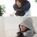 Gối cổ hình chữ U có mũ, gối du lịch máy bay tiện lợi cho giờ nghỉ trưa