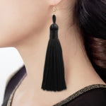 Bộ 3 bông tai tua rua dài phong cách Boho nữ, màu đen, xanh dương, vàng, tím, đỏ, hồng, trắng, đa màu, đỏ rượu, đỏ hồng, xanh lá, xám, cà phê đậm, cà phê