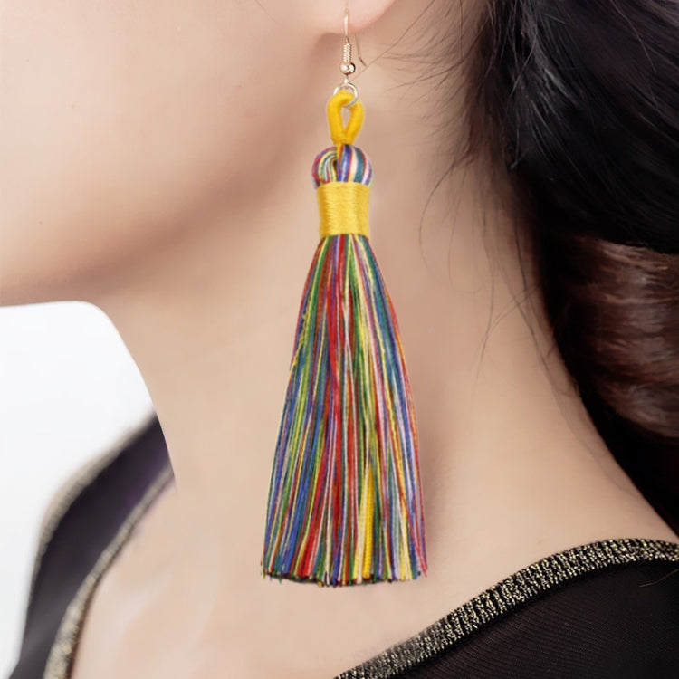 Bộ 3 bông tai tua rua dài phong cách Boho nữ, màu đen, xanh dương, vàng, tím, đỏ, hồng, trắng, đa màu, đỏ rượu, đỏ hồng, xanh lá, xám, cà phê đậm, cà phê