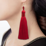 Bộ 3 bông tai tua rua dài phong cách Boho nữ, màu đen, xanh dương, vàng, tím, đỏ, hồng, trắng, đa màu, đỏ rượu, đỏ hồng, xanh lá, xám, cà phê đậm, cà phê