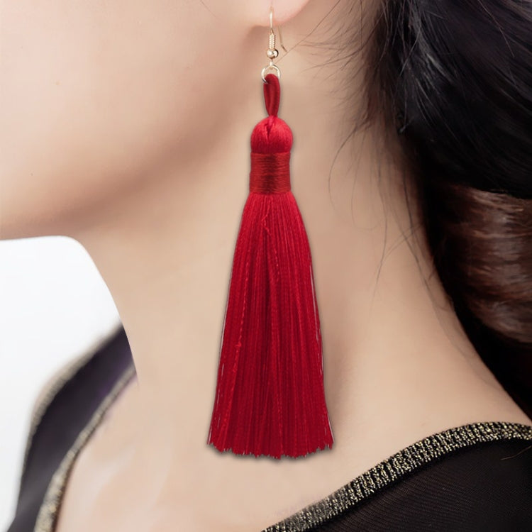 Bộ 3 bông tai tua rua dài phong cách Boho nữ, màu đen, xanh dương, vàng, tím, đỏ, hồng, trắng, đa màu, đỏ rượu, đỏ hồng, xanh lá, xám, cà phê đậm, cà phê