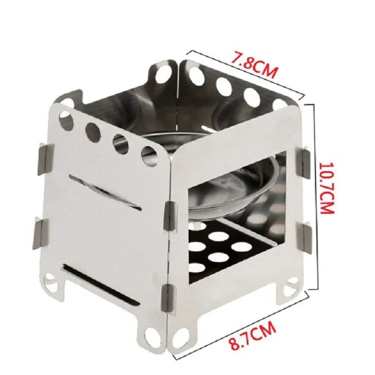 Bếp củi cắm trại siêu nhẹ gấp gọn bỏ túi, bếp đốt củi nấu ăn ngoài trời bằng hợp kim nhôm-titanium, 7.8 x10.7x8.7cm