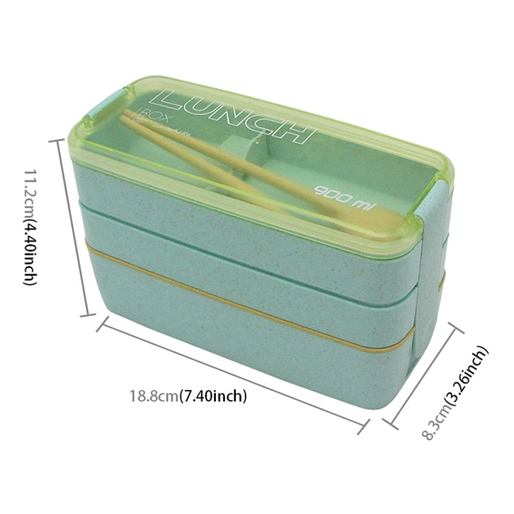 Hộp cơm Bento 3 tầng 900ml làm từ rơm lúa mì, đồ dùng ăn trưa có thể dùng trong lò vi sóng