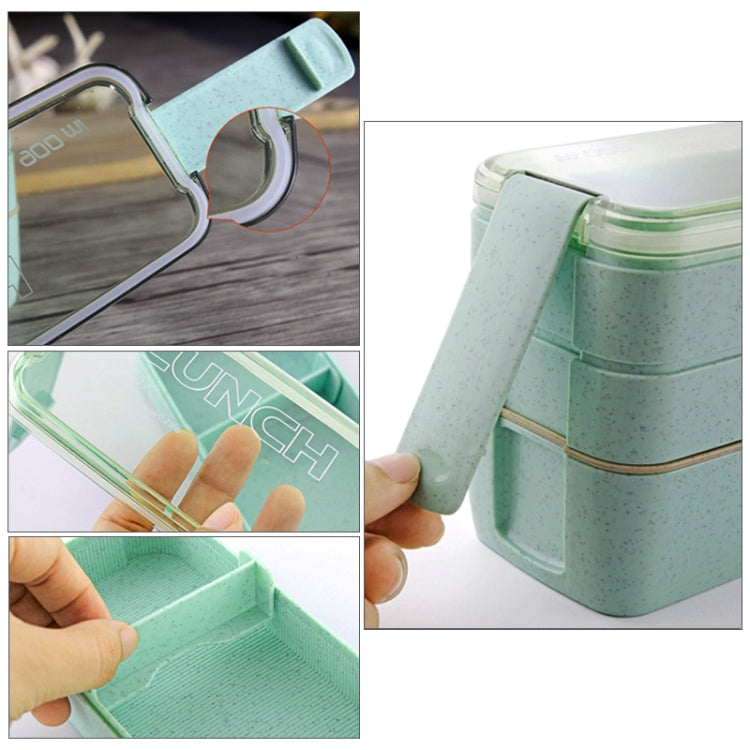 Hộp cơm Bento 3 tầng 900ml làm từ rơm lúa mì, đồ dùng ăn trưa có thể dùng trong lò vi sóng