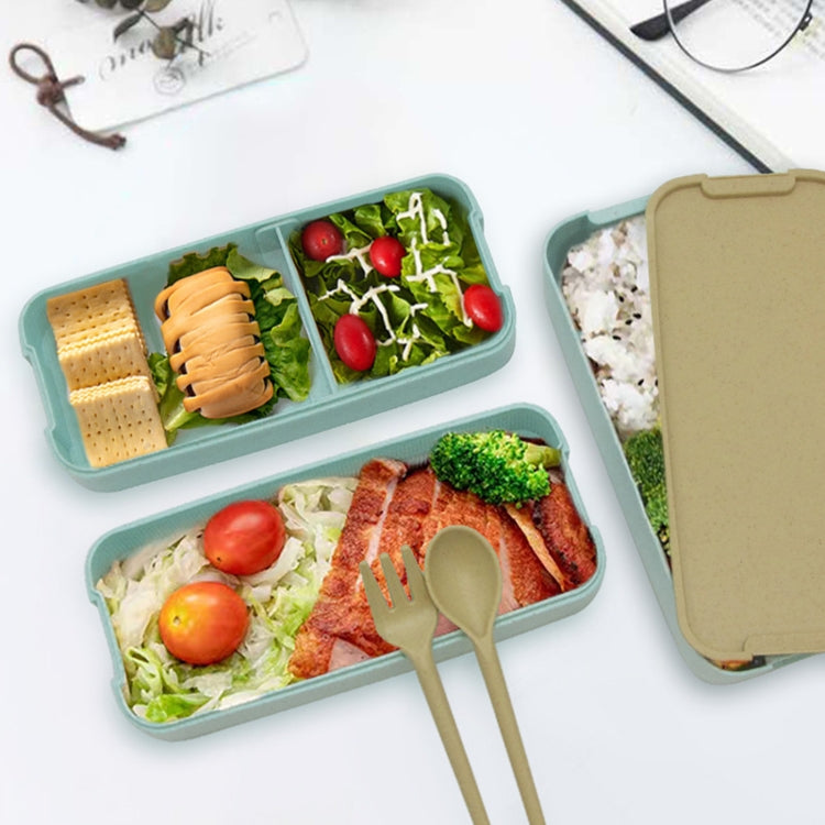 Hộp cơm Bento 3 tầng 900ml làm từ rơm lúa mì, đồ dùng ăn trưa có thể dùng trong lò vi sóng
