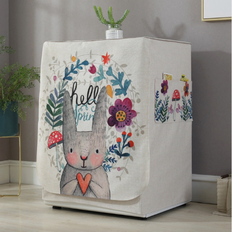 Bọc máy giặt hình trống bằng vải cotton và linen hoạt hình, 83x60x60cm