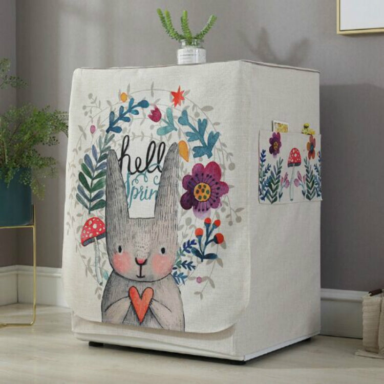 Bọc máy giặt hình trống bằng vải cotton và linen hoạt hình, 83x60x60cm