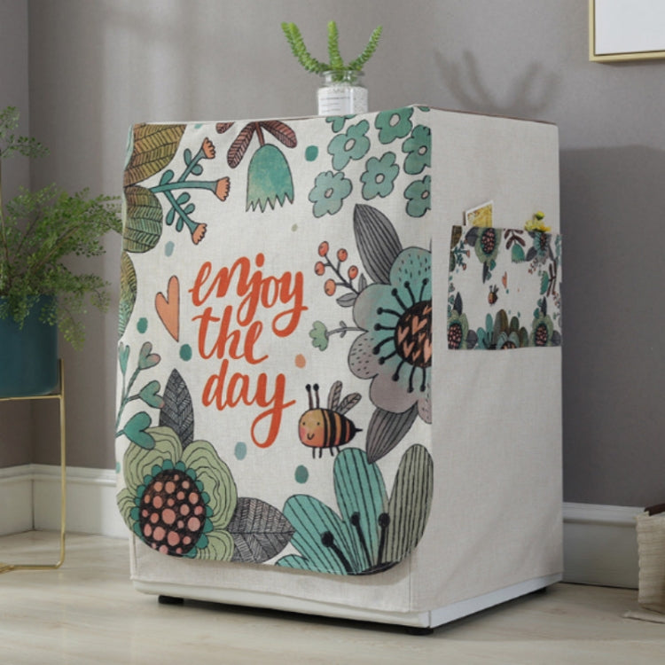 Bọc máy giặt hình trống bằng vải cotton và linen hoạt hình, 83x60x60cm