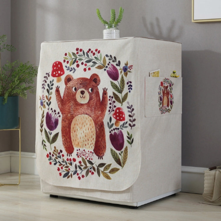 Bọc máy giặt hình trống bằng vải cotton và linen hoạt hình, 83x60x60cm